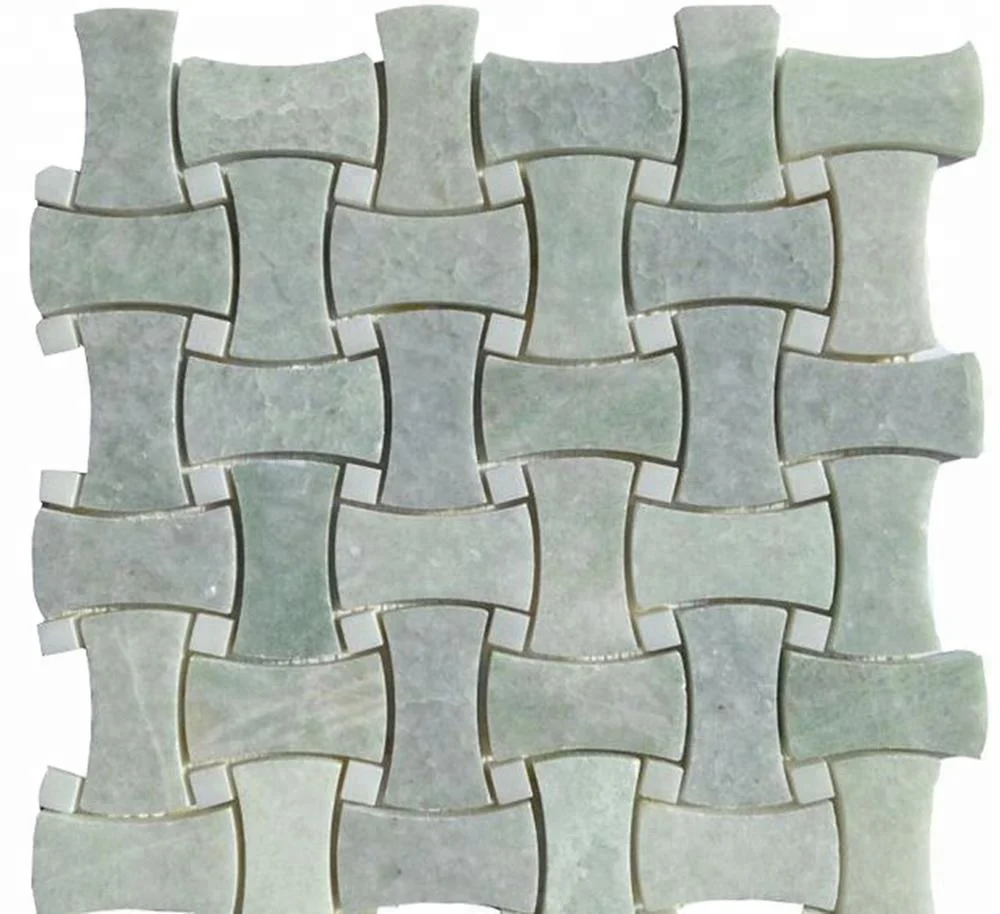 
The Best water jet marble mosaic tile ming green and white thassos lantern Calacatta Gold 