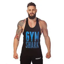 Gym Shark Tank Top Men Sport t Shirt Bodybuilding Cotton Singlets Fitness Mens Sleeveless Shirt Vests Muscle Tops MS0006