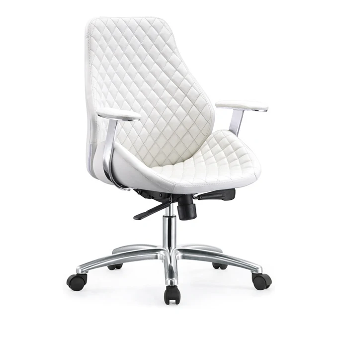 
Hot Sales New Style White Leather Office Chair with Armrests and Wheels 
