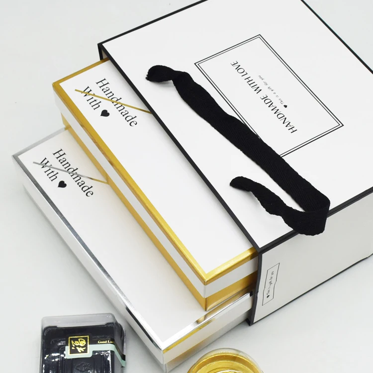 
custom elegant white card moon cake gift box folding light weight paper box 
