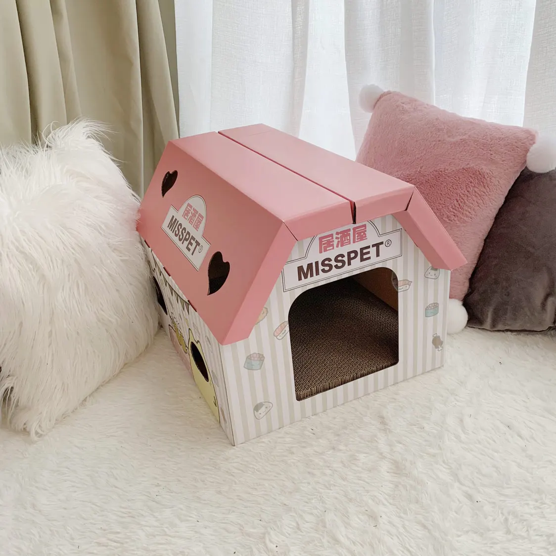 Kitty House Lovely Style Cat scratcher playing lounge cat toy accessories