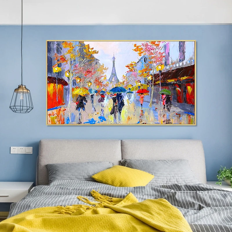 Famous landscape impressionist art paris city street scene handmade oil paintings