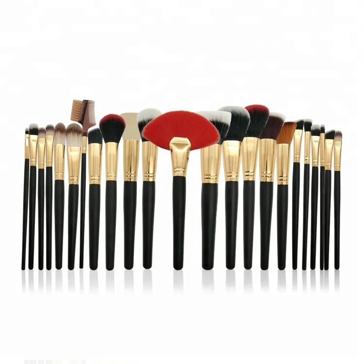 
 Заводской высококачественный набор из 24 деревянных красочных кистей для макияжа kabuki с сумкой  