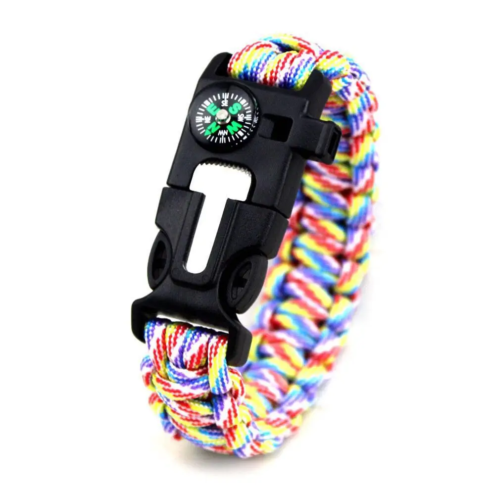 Paracord Bracelet for Outdoor Camping Survival Stylish Bracelet with Fire Starter, Loud Whistle, Compass & Emergency Knife