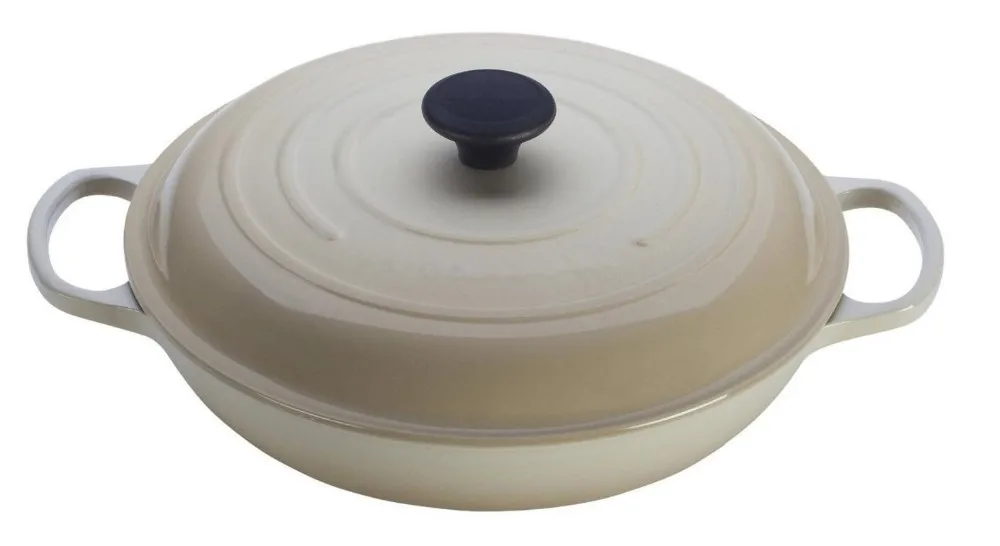 
12 Inch Cast Iron Enamel Shallow Casserole With Bakelite Knob 