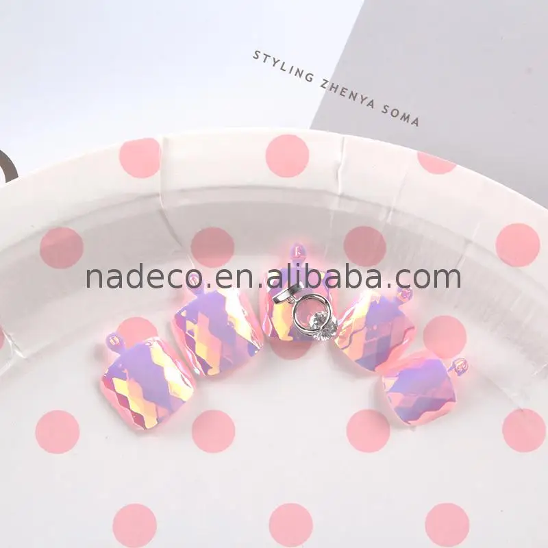 Professional Manufacturer new design recycle use press on toe nail tips nadeco artificial chrome sticker New arrival good price