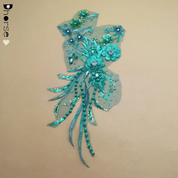 3d embroidery navy sequin beaded appliques motifs