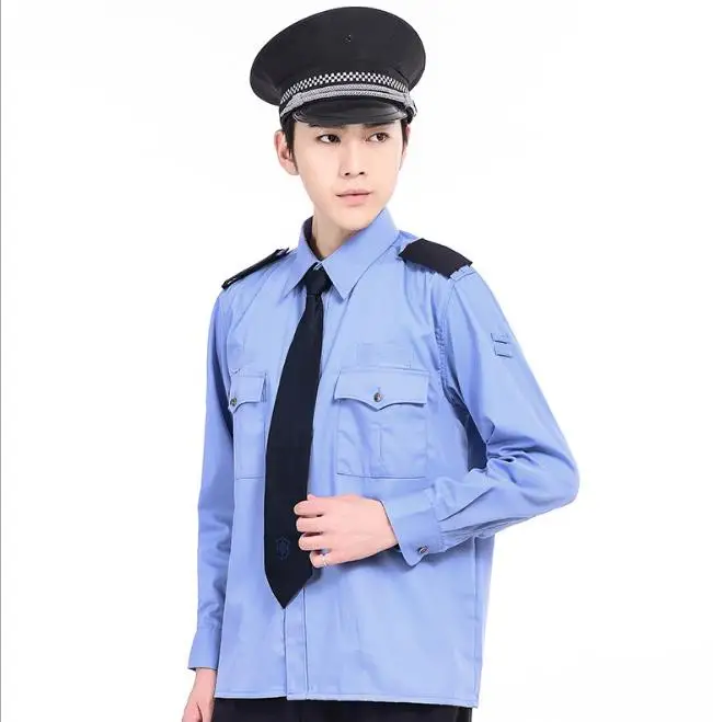 Safety Guard Security Uniform Blue Long Sleeves Shirts Light Weight Breathable Soft Feeling