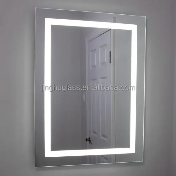 Hotel Fashion Waterproof LED Bathroom Light Mirror Wall Mounted Magnifying Aluminum Glass Rectangle Oval Framed 4mm 5mm