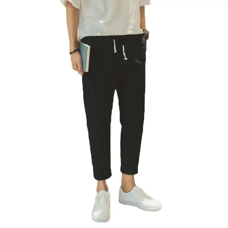 
Summer Korean Slim Cropped Mens Casual Joker Pants Teen Harem Pants 