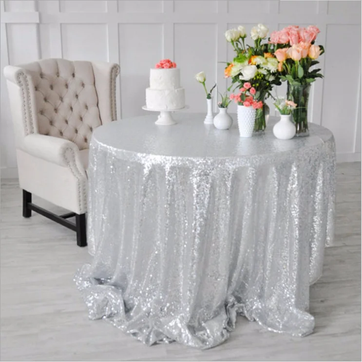 Wholesale factory price  120  inch round gold sequin table cloth for wedding