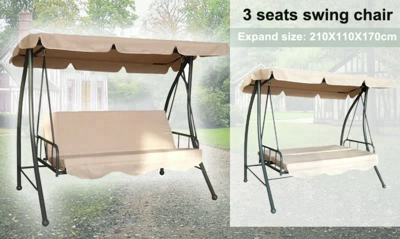 3-seater  swing chair garden swings with canopy and bed function patio swing