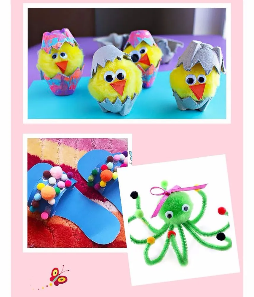 YIPAI 20mm Decorative Assorted Pompoms  Fuzzy Pom Poms Balls for DIY Creative Crafts