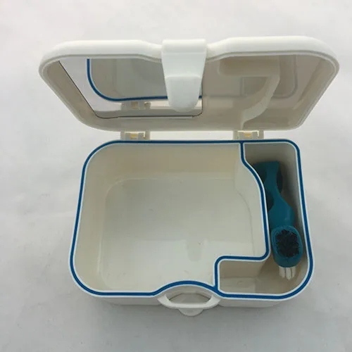 Oral Care Denture Box with a Mirror in Case
