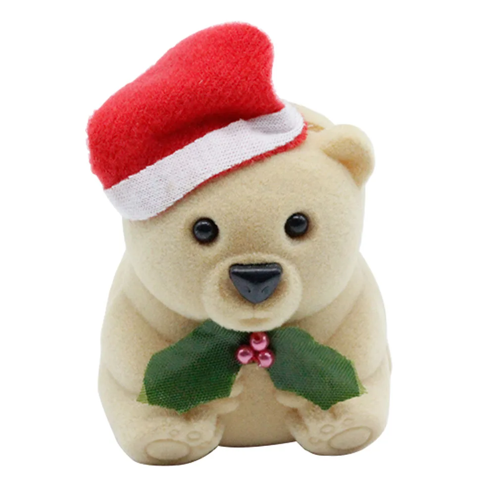 Animal shape bear flocked carton ring earring packing box