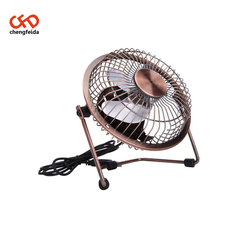 USB Table Desktop Fan Portable Personal Mini 4 Inch Super Mute Computer PC laptop Cooler Cooling Metal Fan (Bronze)
