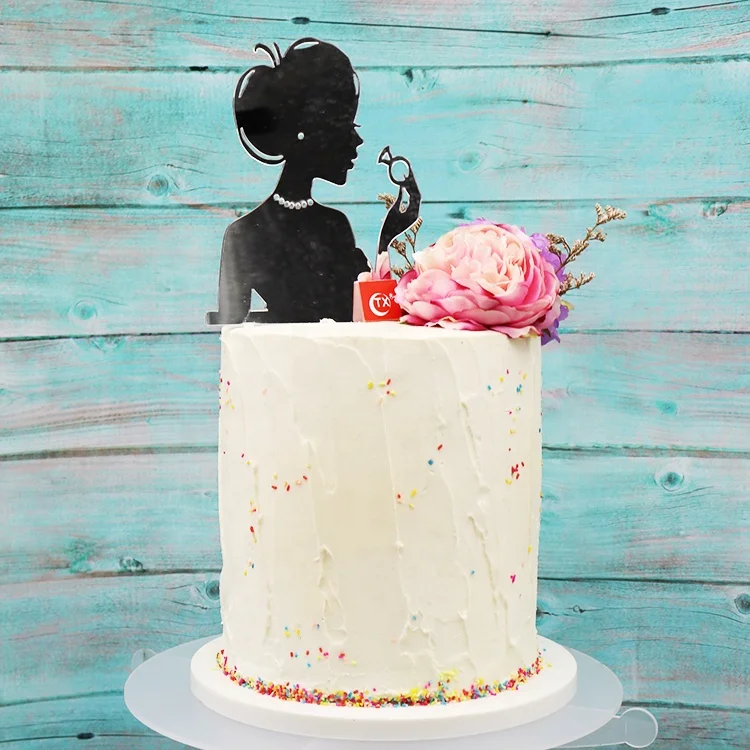 
TX Bride To Be Arabic Style Acrylic cake topper beauty holding Diamond Ring for wedding cake decoration Supplier 