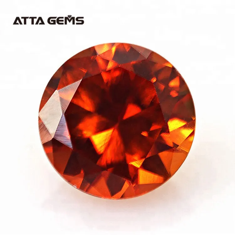 created orange sapphire #55  Round brilliant cut synthetic corundum