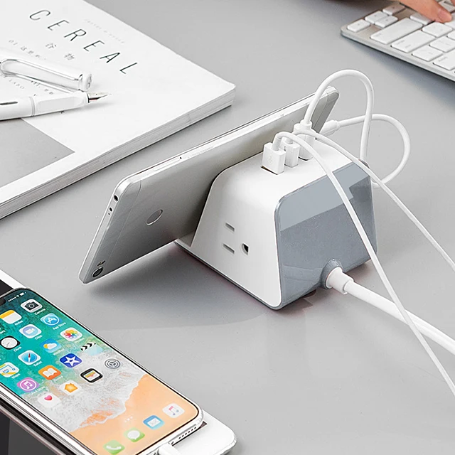 Сетевой фильтр для дома, офиса, отеля, стандарта США 10 А FCC, 2 розетки переменного тока, 3 порта Usb, с USB и держателем для телефона