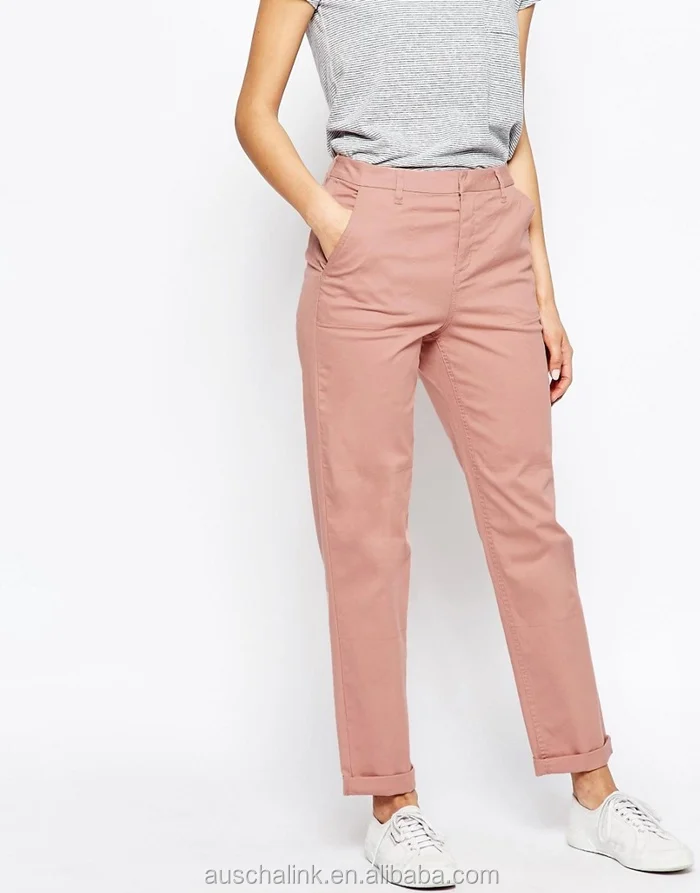 OEM custom high quality pocket pink office work wholesale casual pants women