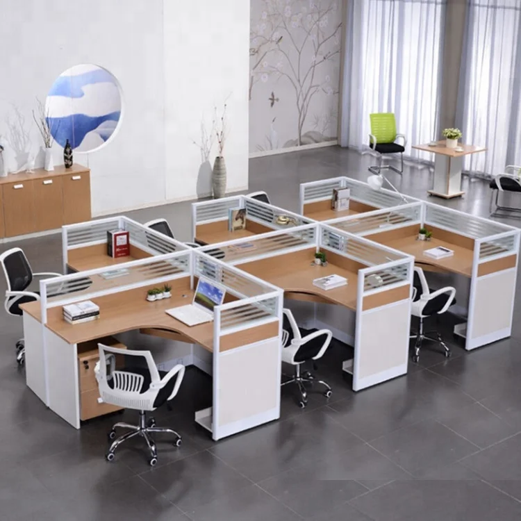 Customize Office Partition Extrusions Aluminum Profiles Office Furniture Cubicle Workstation Desk 8 Person Workstations