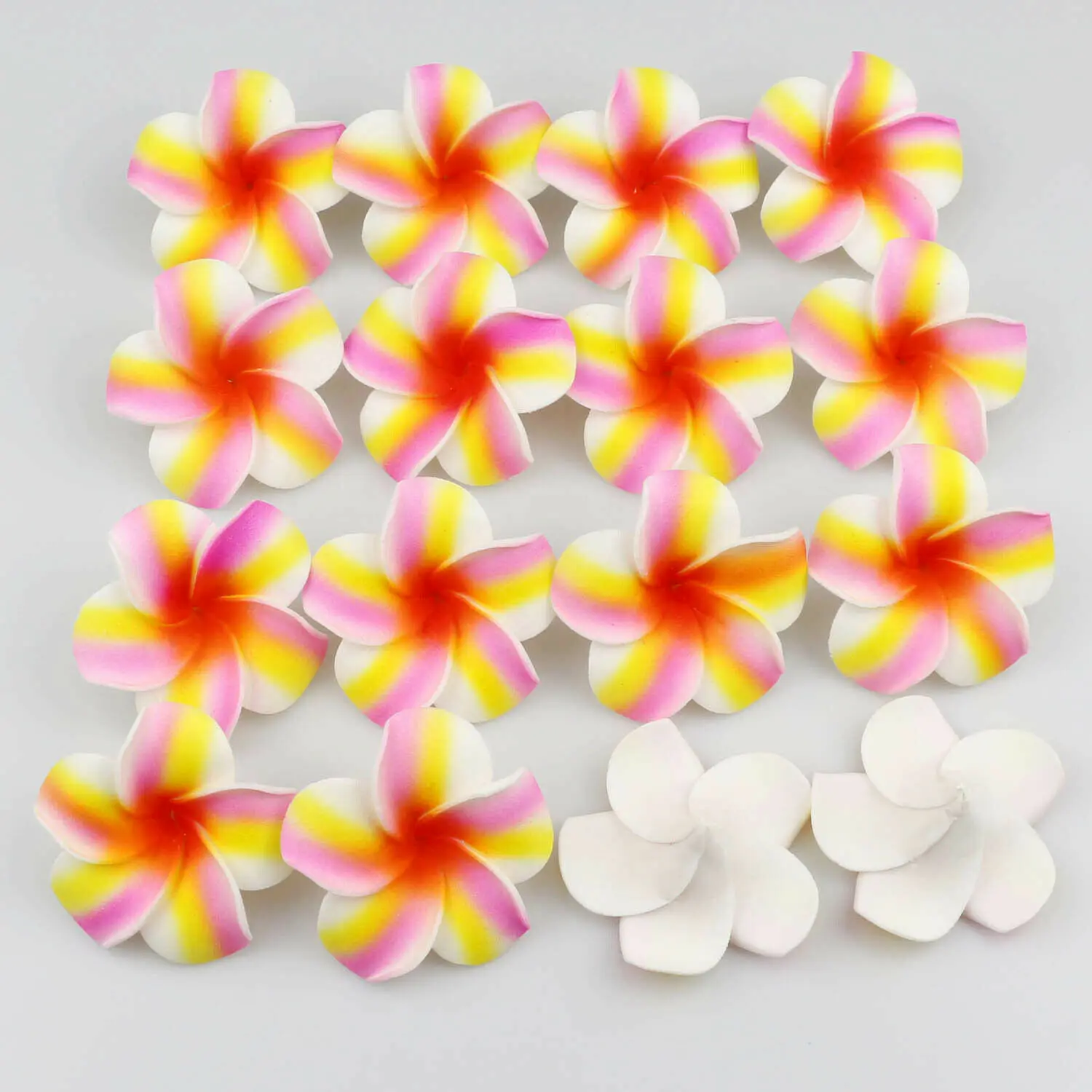 100 pcs/bag 5cm Artificial Foam Hawaiian Plumeria Frangipani Flower Head DIY Headwear hair clip Corsage flower