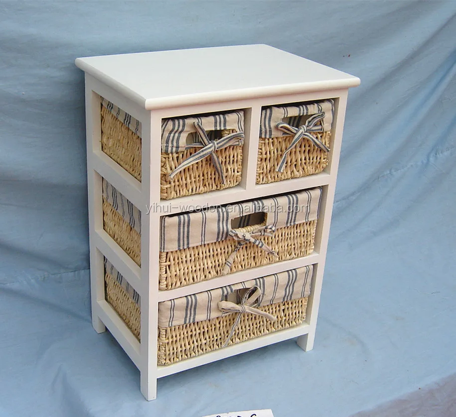 
 Мебель для домашнего хранения, деревянный шкаф с ротанговыми/плетеными/соломенными корзинами, шкаф с ящиками  