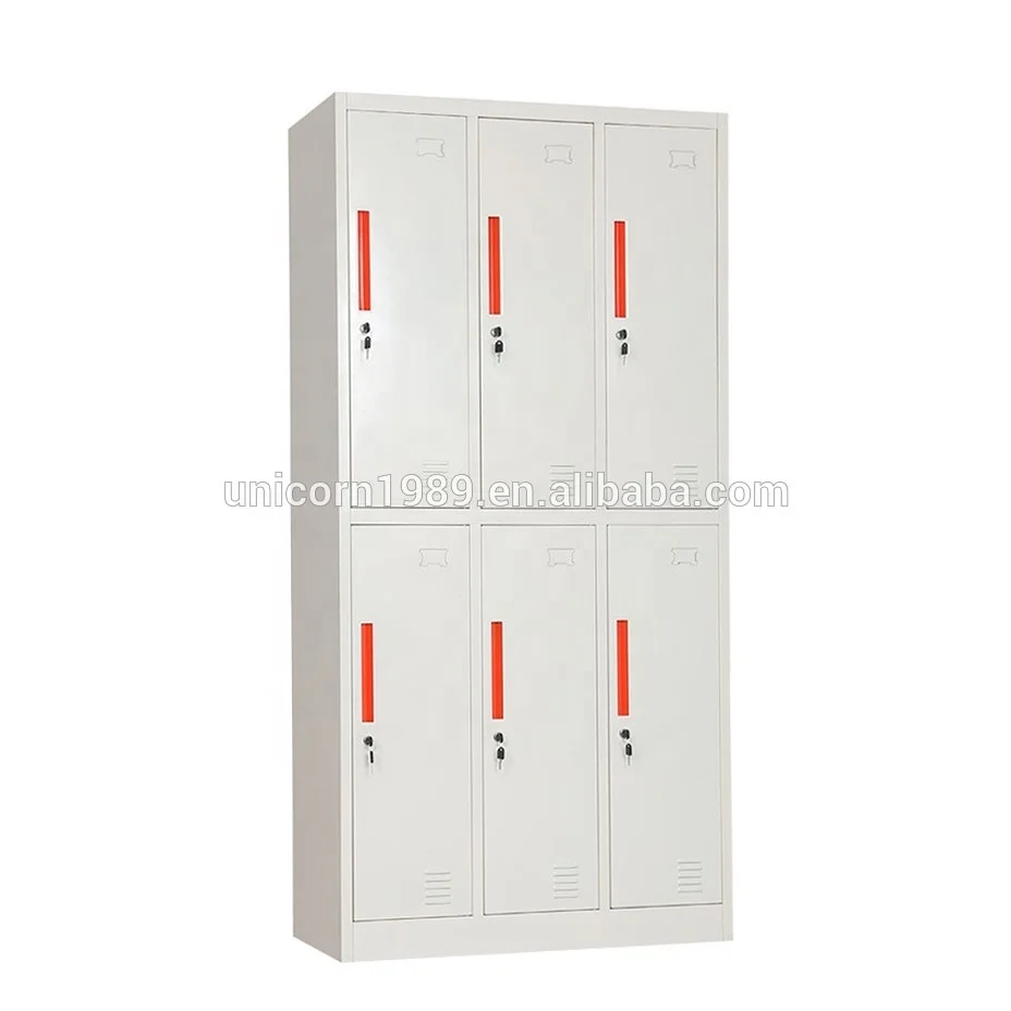 China metal cabinet storage manufactur factory cheap price for sale solid 6 doors factory dressing room staff wardrobe cabinets