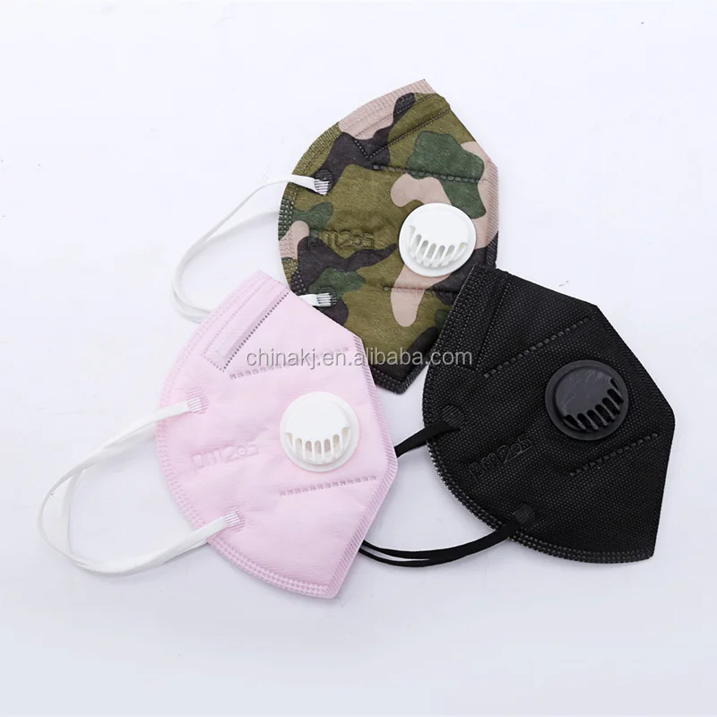 
disposable 3D Fold KN95 Face Mask with valve non woven active carbon anti pollution pm2.5 respirator 