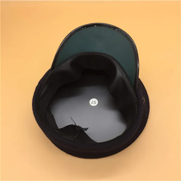 Welcome to custom high crown navy blue wool fabric officer visor cap big lip hats