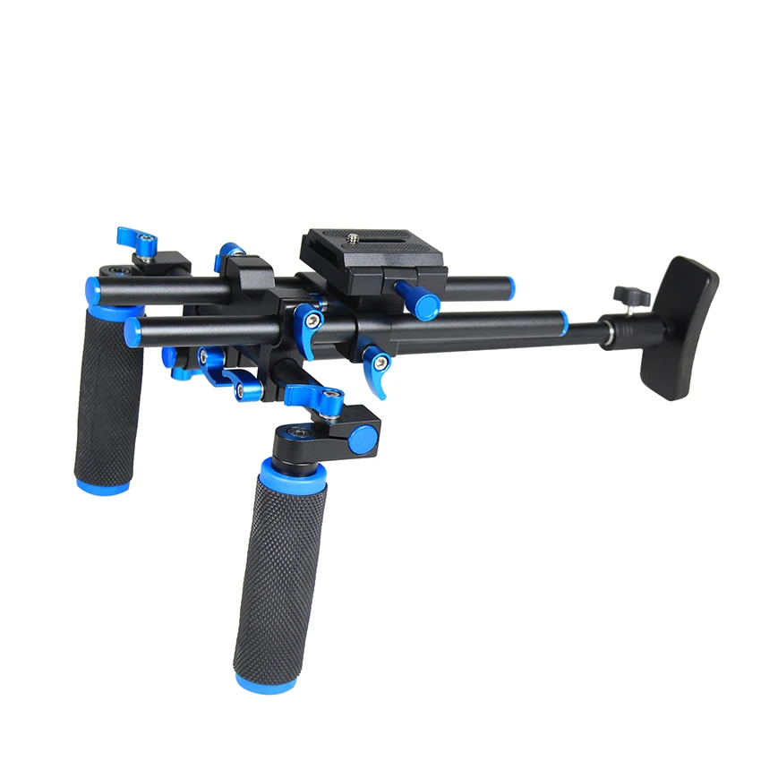 Double-hand follow focus dslr video camera rig for DSLR camera camcorder