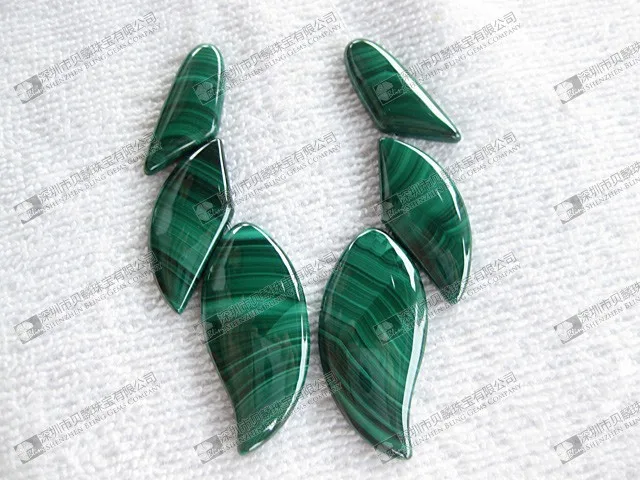 Leaf Carved Malachite Beads Natural Malachite Loose Stone Beads