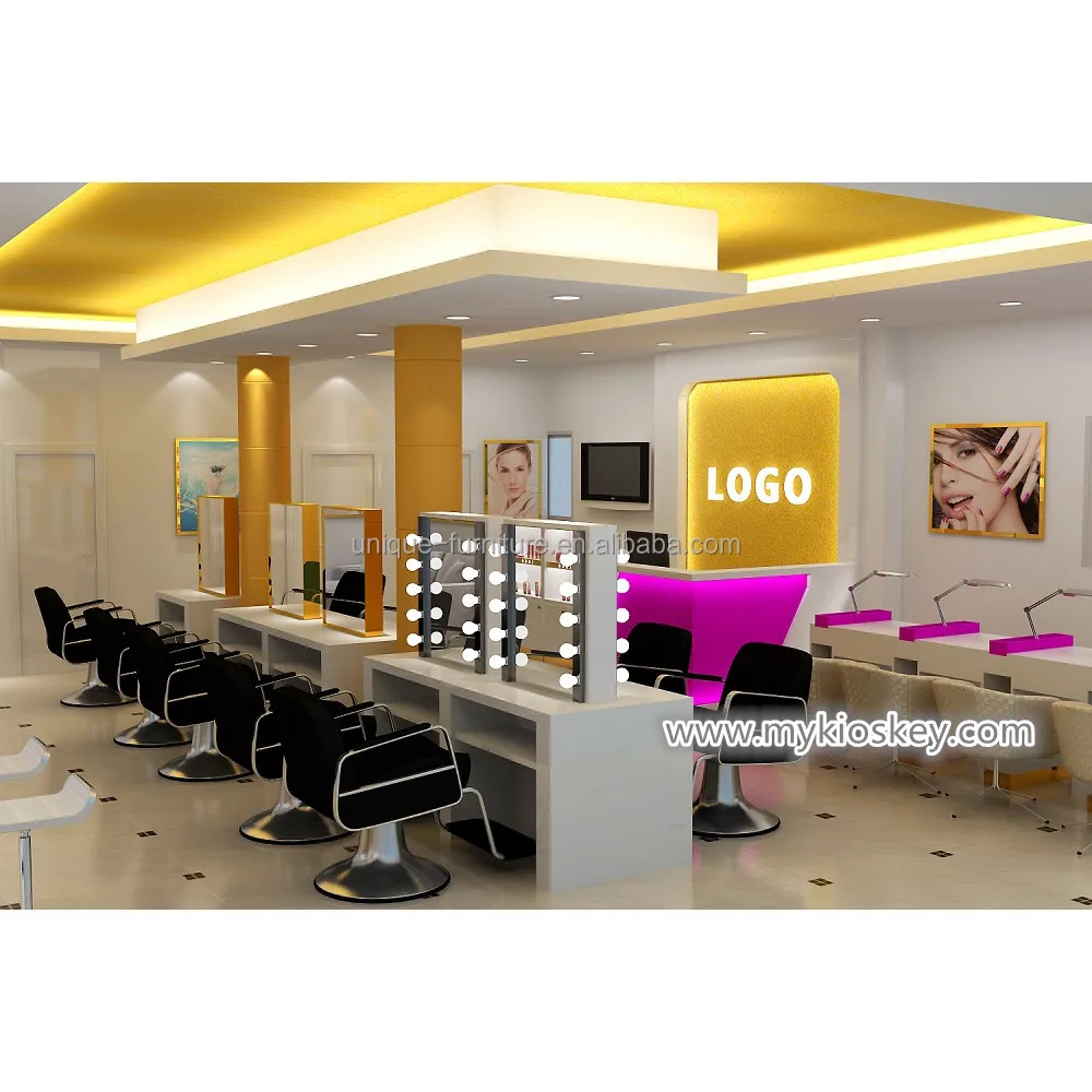Newest Nail Salon Shop Interior Design with Custom Various Furniture and logo