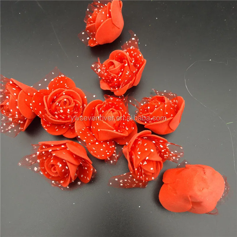Artificial flowers colorful mini pe foam rose head flower hair accessories artificial rose