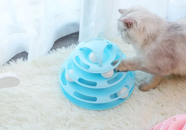 
Suitable for Multiple Cats 4-Level Rolling Ball Kitty Toys Interactive Cat Ball Toy 
