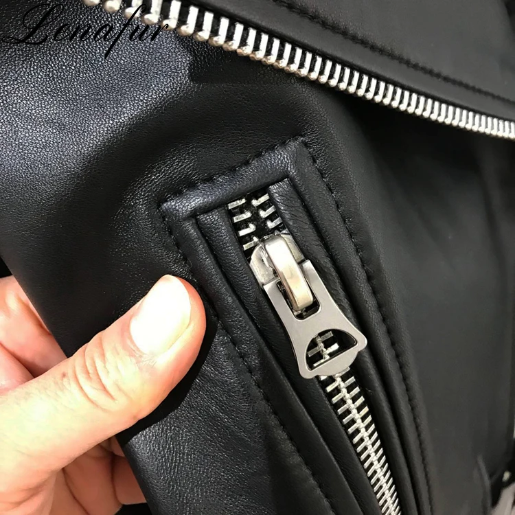 Fashion women Autumn jacket short real Sheepskin Leather Jacket New Arrival