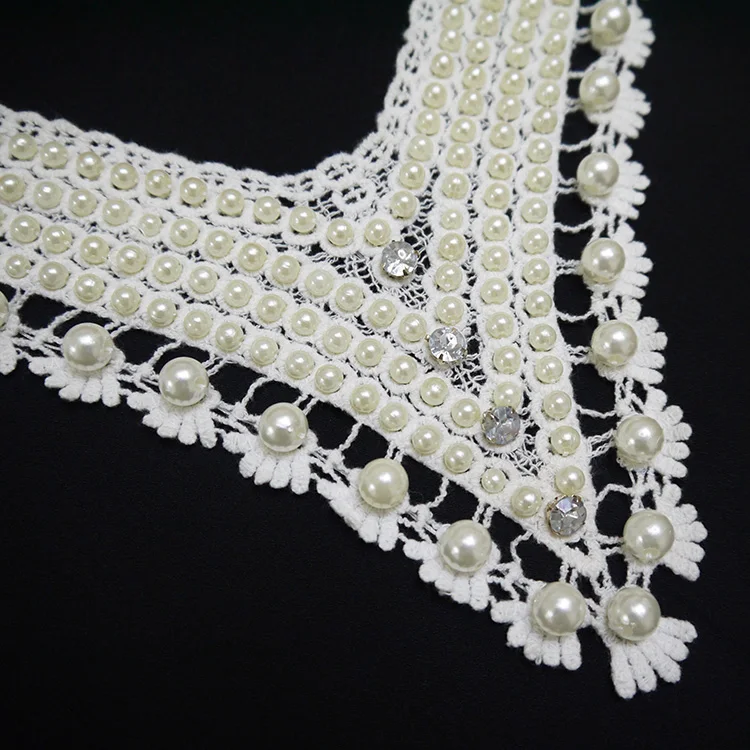 2016 Most Popular French Beaded embroidery Lace Motifs with Pearl For Ladies Dress