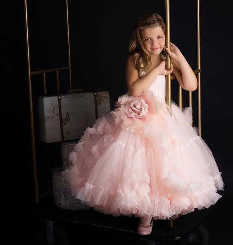 Ivy10353A Princess kids girls wedding party dress girls birthday tutu dress performance ball gown