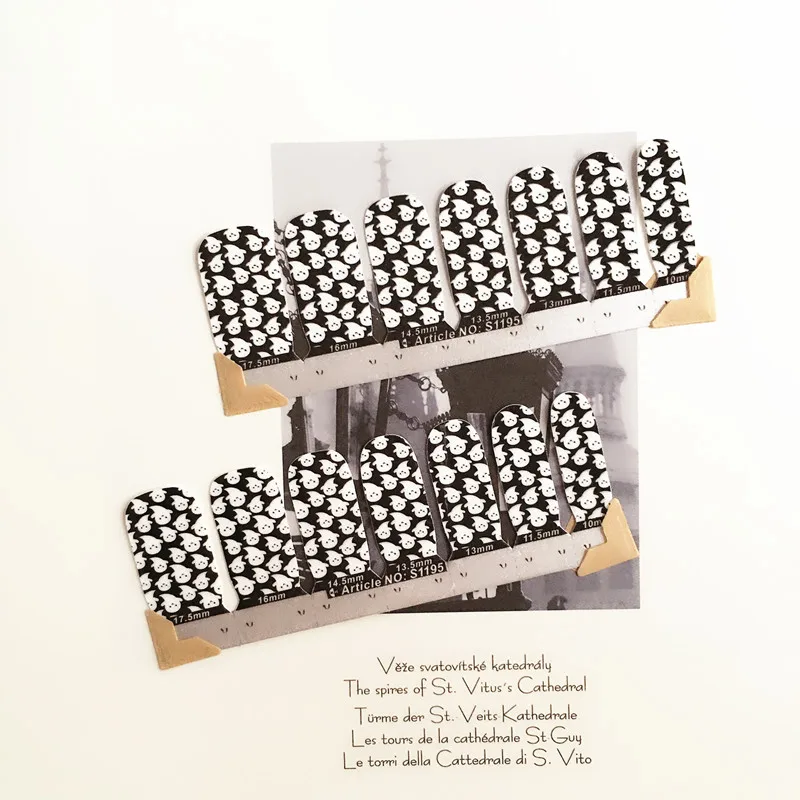 White Black Cute devil Nail Arts Nail Sticker Waterproof Nail Decal Sticker Gel Polish French Manicure