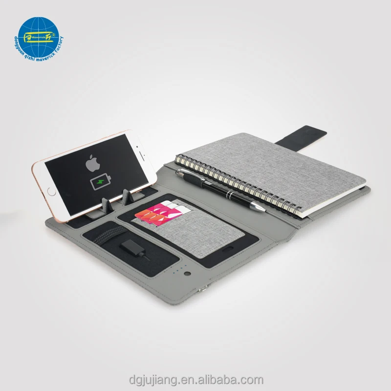 New design A5 notebook with wireless charging power bank