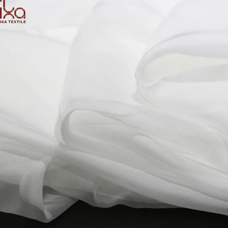 8mm Natural White Silk Chiffon Fabric 114 cm Width for Dyeing