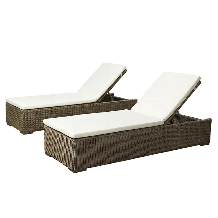 Outdoor Furniture Modern Wicker Sunbed Patio Rattan Sun Lounger Chair