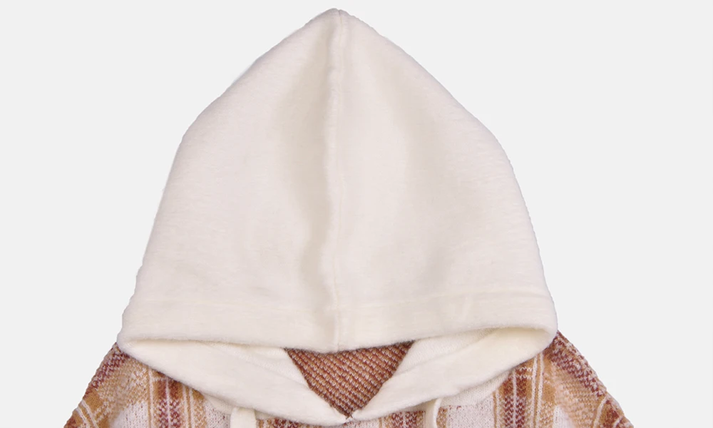 
lady long sleeve multicolor soft jacquard hot style custom hooded sweater with rope 