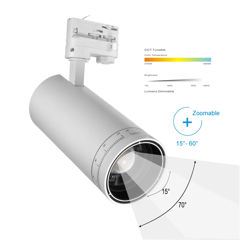 
30W Zoomable Dimmable Track Spot Light for Jewelry Store Lighting Project 