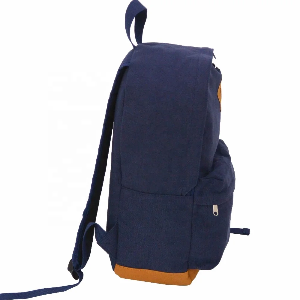 Simple Two Compartments Canvas School Book Bag Promotion Daily Backpack