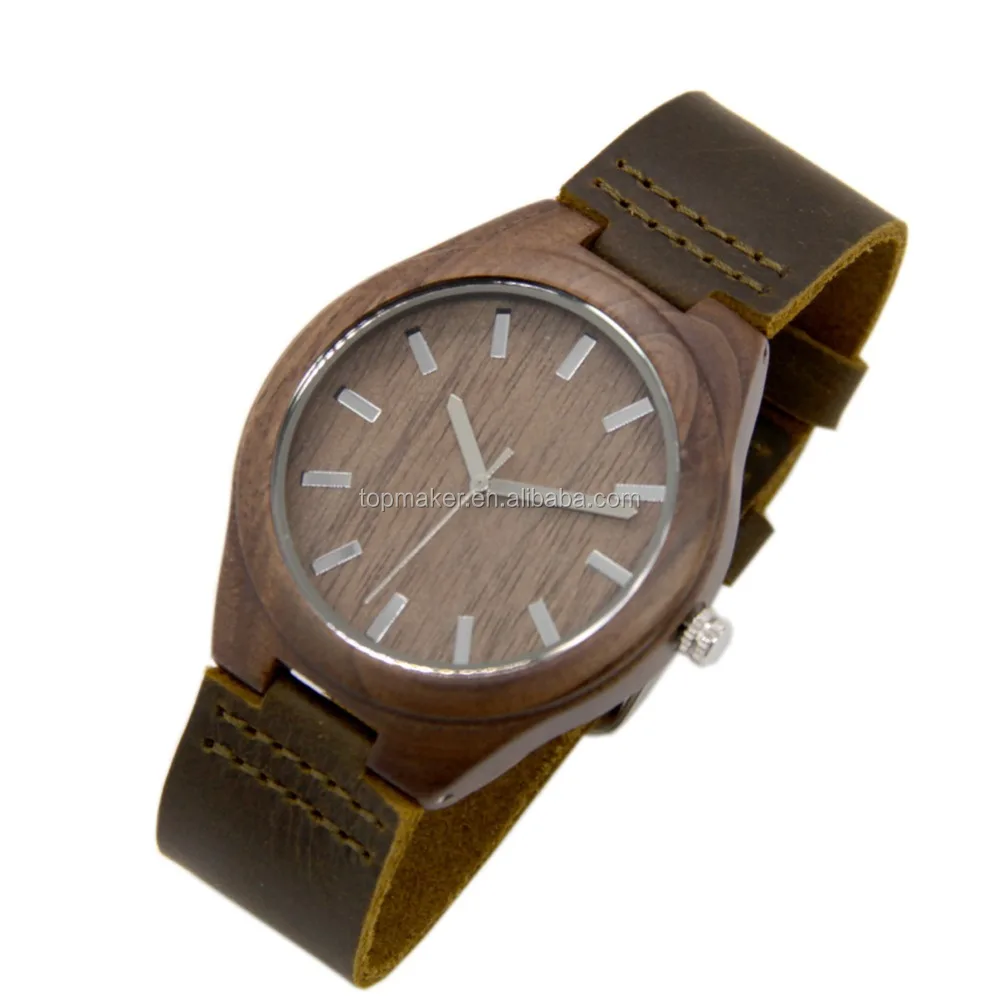 Natural Wood Watch with Genuine Cow Leather