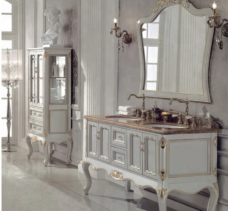 Bisini European Hot Sale Mirrored Solid Wood Bathroom Furniture/Beautiful High Quality Bathroom Cabinet set(BF07-70176)