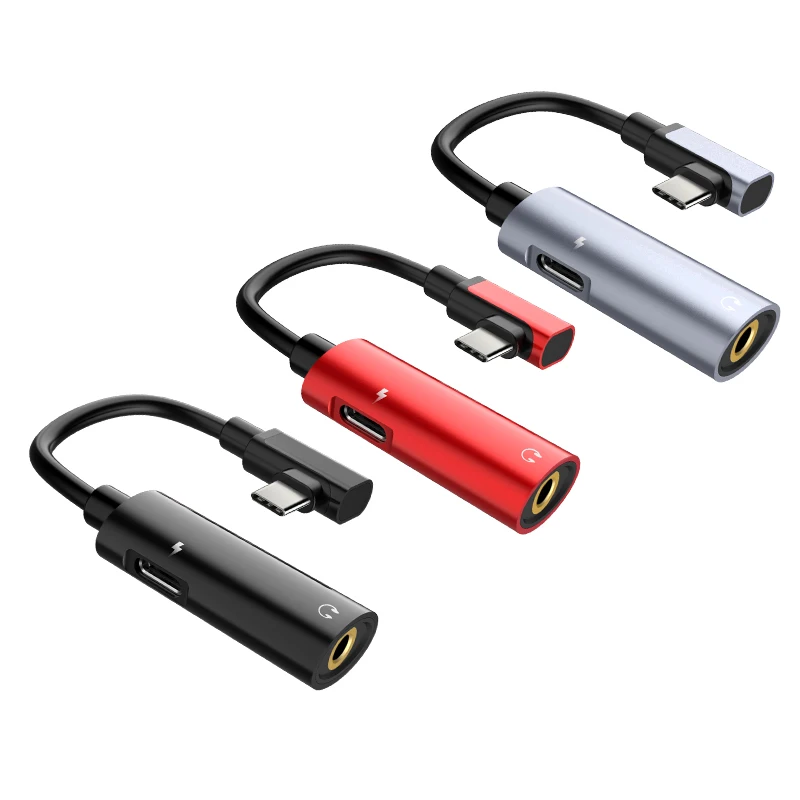 Беспроводное зарядное устройство HOCO мини 1.5A 90 градусов на обоих концах для подключения внешних устройств к автомагнитоле адаптер типа C 2 в 1 для зарядки наушников аудио конвертер