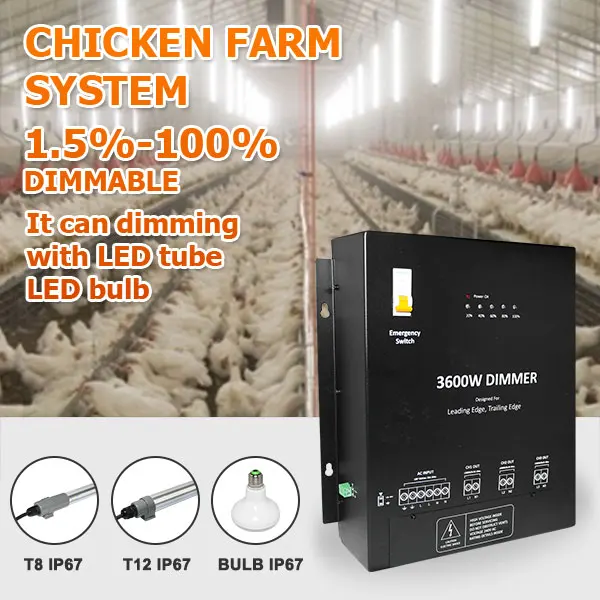 3000 Вт интеллектуальная система регулировки яркости, 0-10 В глушитель, ведущий край и обратный край глушитель для курятника, светодиодный трубчатый светильник