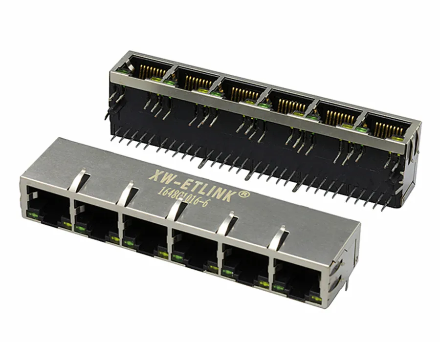 China suppliers rj45 connector 1x6 port Magnetic module 100/1000base-t